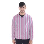 Vertical Stripes - White and Cotton Candy Pink Wind Breaker (Men)