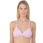 Vertical Stripes - White and Cotton Candy Pink Reversible Tri Bikini Top