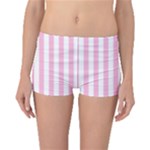 Vertical Stripes - White and Cotton Candy Pink Boyleg Bikini Bottoms