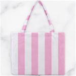 Vertical Stripes - White and Cotton Candy Pink Mini Tote Bag
