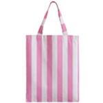 Vertical Stripes - White and Cotton Candy Pink Zipper Classic Tote Bag