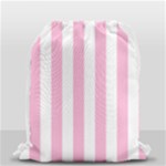 Vertical Stripes - White and Cotton Candy Pink Drawstring Bag (Small)