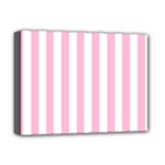 Vertical Stripes - White and Cotton Candy Pink Deluxe Canvas 16  x 12  (Stretched)