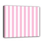 Vertical Stripes - White and Cotton Candy Pink Deluxe Canvas 24  x 20  (Stretched)