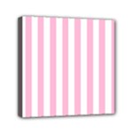 Vertical Stripes - White and Cotton Candy Pink Mini Canvas 6  x 6  (Stretched)