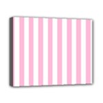 Vertical Stripes - White and Cotton Candy Pink Canvas 10  x 8  (Stretched)