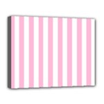 Vertical Stripes - White and Cotton Candy Pink Canvas 14  x 11  (Stretched)