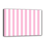 Vertical Stripes - White and Cotton Candy Pink Canvas 18  x 12  (Stretched)