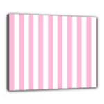 Vertical Stripes - White and Cotton Candy Pink Canvas 20  x 16  (Stretched)