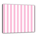 Vertical Stripes - White and Cotton Candy Pink Canvas 24  x 20  (Stretched)