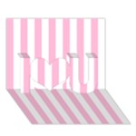 Vertical Stripes - White and Cotton Candy Pink I Love You 3D Greeting Card (7x5)