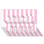Vertical Stripes - White and Cotton Candy Pink Best Friends 3D Greeting Card (8x4)