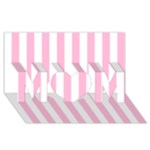 Vertical Stripes - White and Cotton Candy Pink MOM 3D Greeting Card (8x4)