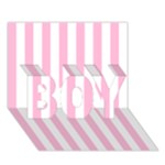 Vertical Stripes - White and Cotton Candy Pink BOY 3D Greeting Card (7x5)