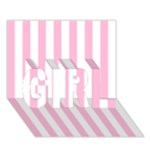 Vertical Stripes - White and Cotton Candy Pink GIRL 3D Greeting Card (7x5)