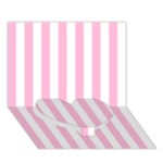 Vertical Stripes - White and Cotton Candy Pink Heart Bottom 3D Greeting Card (7x5)