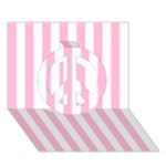 Vertical Stripes - White and Cotton Candy Pink Peace Sign 3D Greeting Card (7x5)