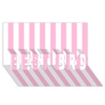 Vertical Stripes - White and Cotton Candy Pink BEST BRO 3D Greeting Card (8x4)