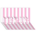Vertical Stripes - White and Cotton Candy Pink BEST SIS 3D Greeting Card (8x4)