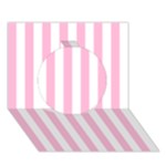 Vertical Stripes - White and Cotton Candy Pink Circle 3D Greeting Card (7x5)