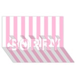 Vertical Stripes - White and Cotton Candy Pink SORRY 3D Greeting Card (8x4)