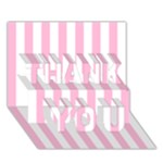 Vertical Stripes - White and Cotton Candy Pink THANK YOU 3D Greeting Card (7x5)