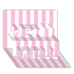 Vertical Stripes - White and Cotton Candy Pink Get Well 3D Greeting Card (7x5)