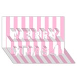 Vertical Stripes - White and Cotton Candy Pink Merry Xmas 3D Greeting Card (8x4)