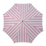 Vertical Stripes - White and Cotton Candy Pink Golf Umbrella