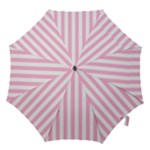 Vertical Stripes - White and Cotton Candy Pink Hook Handle Umbrella (Large)