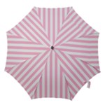 Vertical Stripes - White and Cotton Candy Pink Hook Handle Umbrella (Small)
