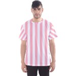 Vertical Stripes - White and Pastel Pink Men s Sport Mesh Tee