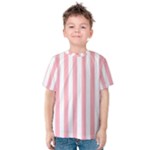 Vertical Stripes - White and Pastel Pink Kid s Cotton Tee