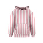 Vertical Stripes - White and Pastel Pink Kid s Pullover Hoodie