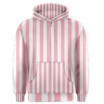 Vertical Stripes - White and Pastel Pink Men s Zipper Hoodie
