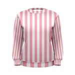 Vertical Stripes - White and Pastel Pink Women s Sweatshirt