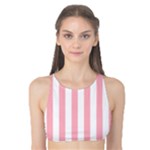 Vertical Stripes - White and Pastel Pink Tank Bikini Top