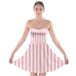 Vertical Stripes - White and Pastel Pink Strapless Bra Top Dress