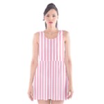 Vertical Stripes - White and Pastel Pink Scoop Neck Skater Dress