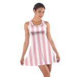 Vertical Stripes - White and Pastel Pink Cotton Racerback Dress