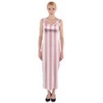 Vertical Stripes - White and Pastel Pink Fitted Maxi Dress
