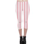 Vertical Stripes - White and Pastel Pink Capri Leggings