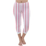 Vertical Stripes - White and Pastel Pink Capri Winter Leggings