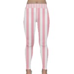 Vertical Stripes - White and Pastel Pink Yoga Leggings