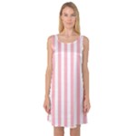 Vertical Stripes - White and Pastel Pink Sleeveless Satin Nightdress