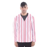 Vertical Stripes - White and Pastel Pink Hooded Wind Breaker (Men)