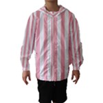 Vertical Stripes - White and Pastel Pink Hooded Wind Breaker (Kids)