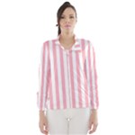 Vertical Stripes - White and Pastel Pink Wind Breaker (Women)