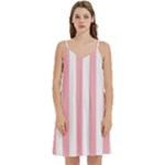 Vertical Stripes - White and Pastel Pink Women s Reversible Sports Bra with Border