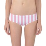 Vertical Stripes - White and Pastel Pink Classic Bikini Bottoms